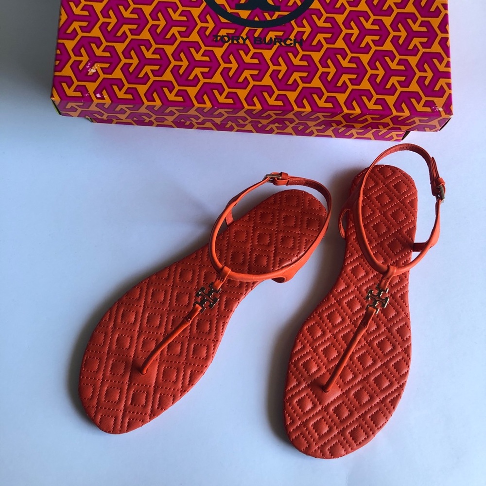 Tory Burch Marion Quilted Sandal Vegan Leather 7.5